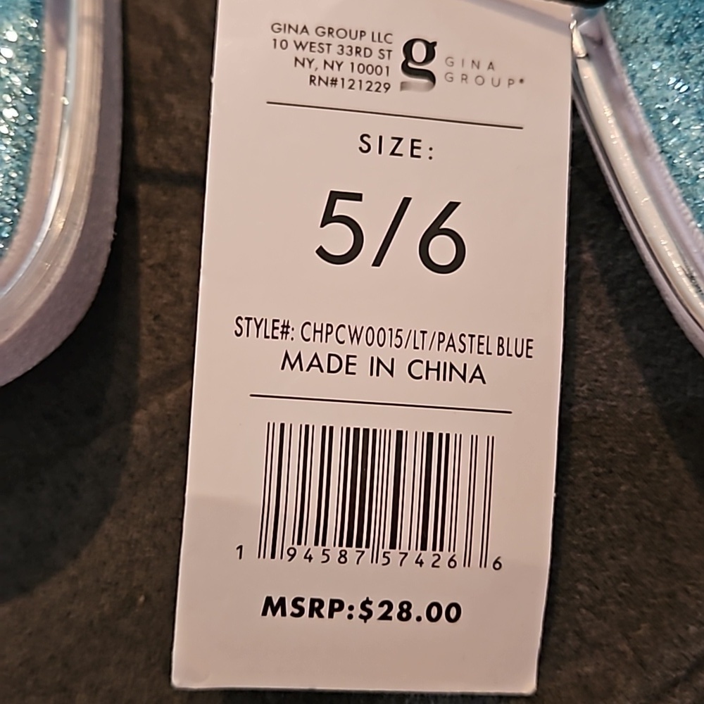 Chatties Footwear Pastel Blue Sparkle Glitter Slip-on White Sole Sandal Size 5/6 - Picture 7 of 8